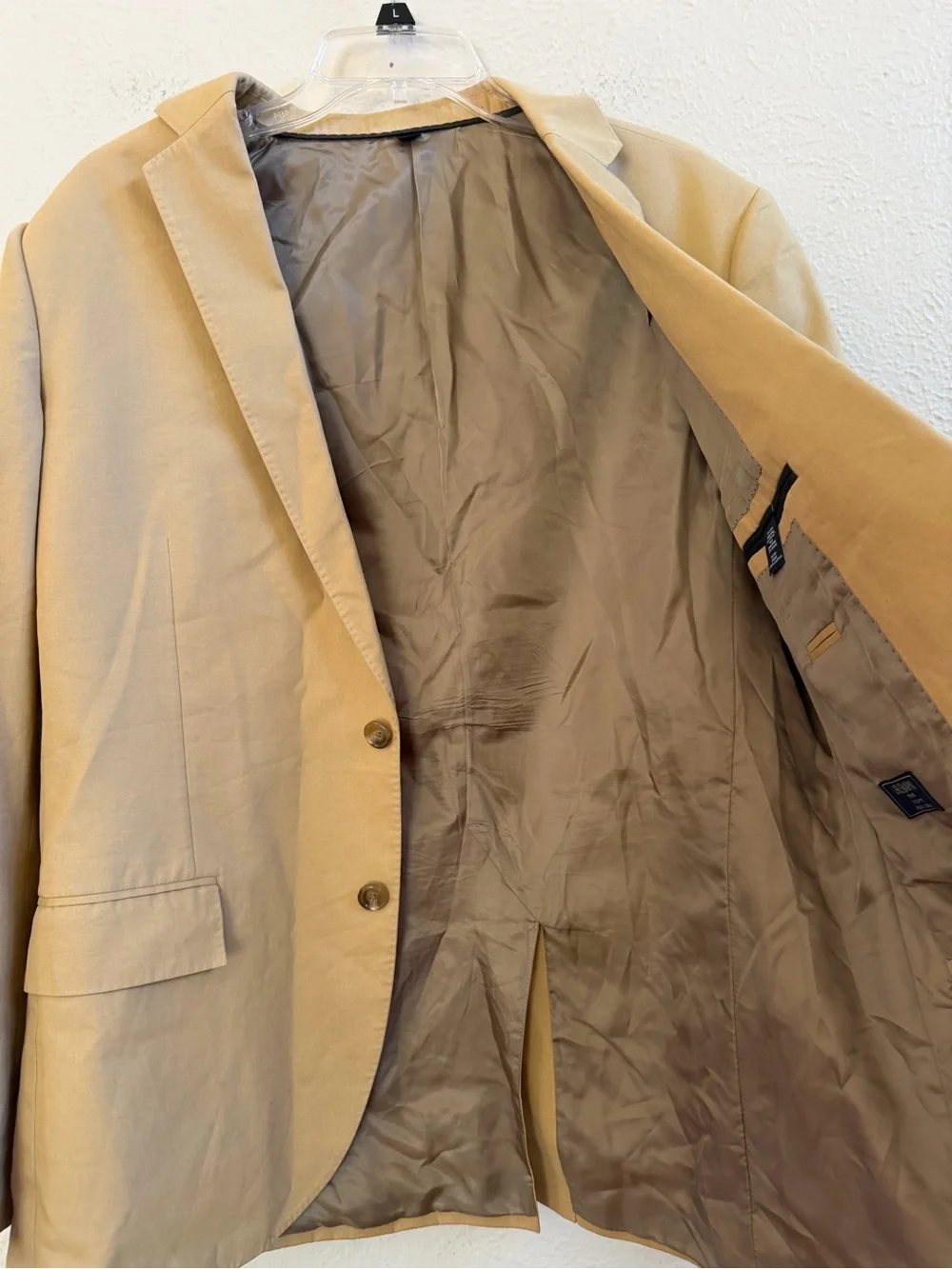 J Crew Ludlow slim fit cotton chino tan suit coat
